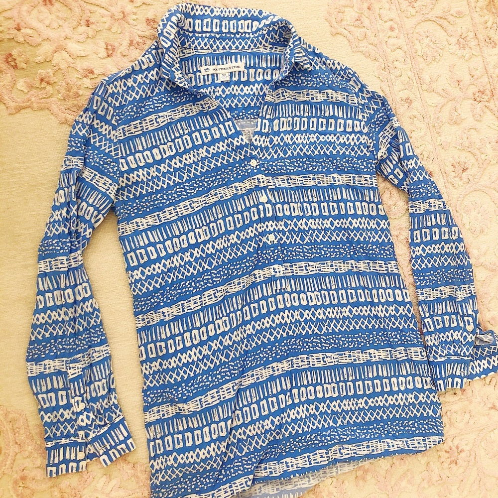 Southern Tide Blue Printed Tunic Top Size XS